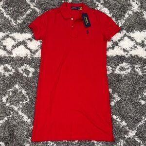 NWT Polo by Ralph Lauren Women's Red Polo Cotton Shirt Dress -XS